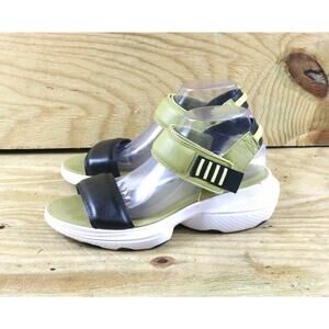 Sorel Sandals Womens 9.5 Black Green Leather Explorer Blitz Wedge Shoes